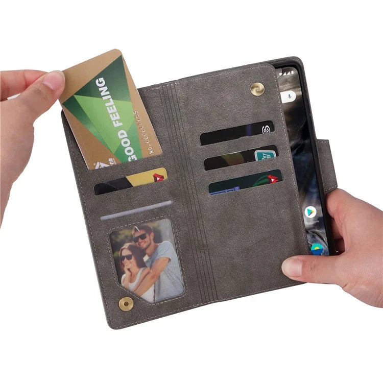 For OnePlus Nord Case PU Leather Foldable Stand Wallet Phone Cover with Rivet Decor