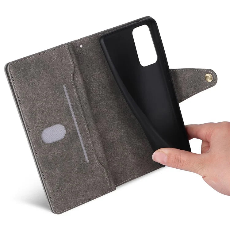 For OnePlus Nord Case PU Leather Foldable Stand Wallet Phone Cover with Rivet Decor