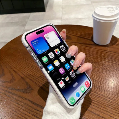 For iPhone 15 Pro Clear Case Metal Camera Frame PC+TPU Phone Shell