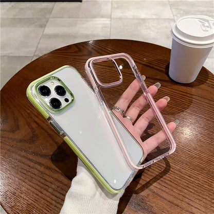 For iPhone 15 Pro Clear Case Metal Camera Frame PC+TPU Phone Shell