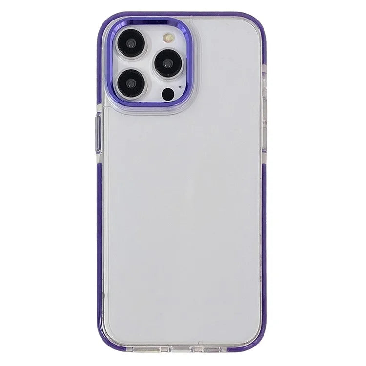 For iPhone 15 Pro Clear Case Metal Camera Frame PC+TPU Phone Shell