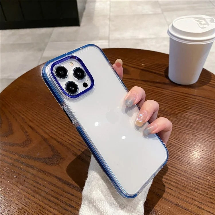 For iPhone 15 Pro Clear Case Metal Camera Frame PC+TPU Phone Shell