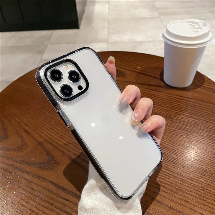 For iPhone 15 Pro Clear Case Metal Camera Frame PC+TPU Phone Shell