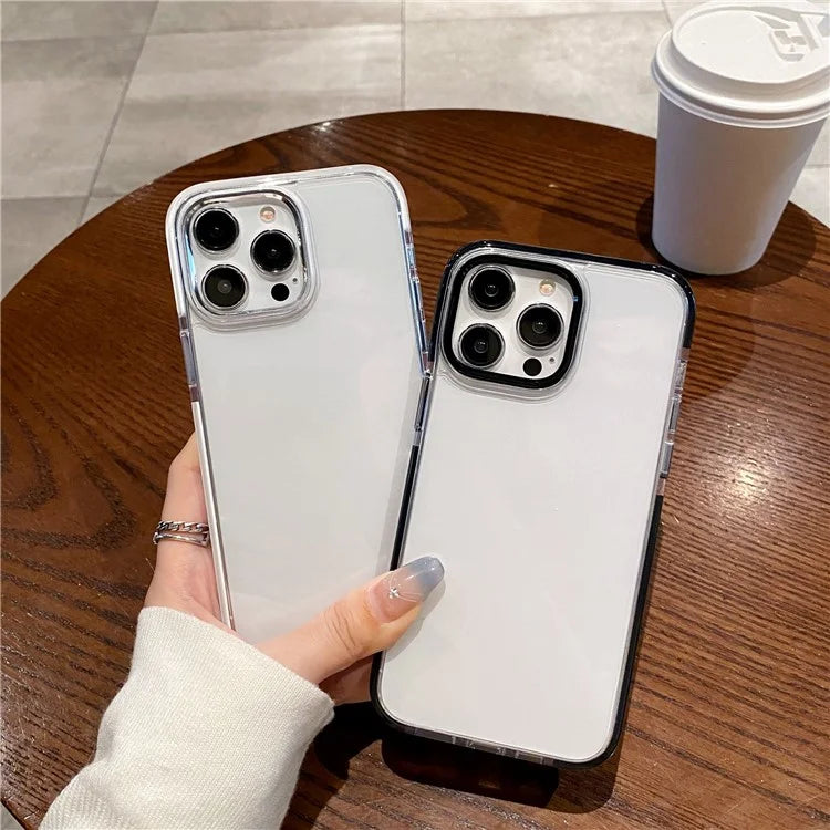 For iPhone 15 Pro Clear Case Metal Camera Frame PC+TPU Phone Shell