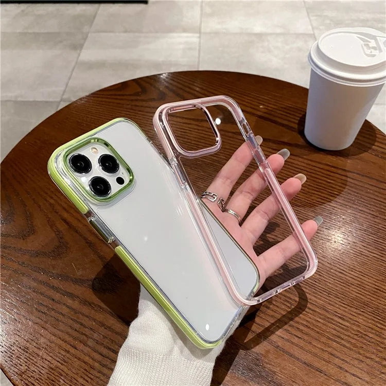 For iPhone 15 Pro Clear Case Metal Camera Frame PC+TPU Phone Shell