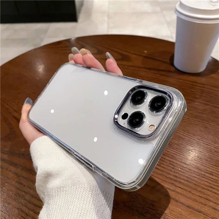 For iPhone 13 Pro Case Metal Camera Frame PC+TPU Clear Phone Cover