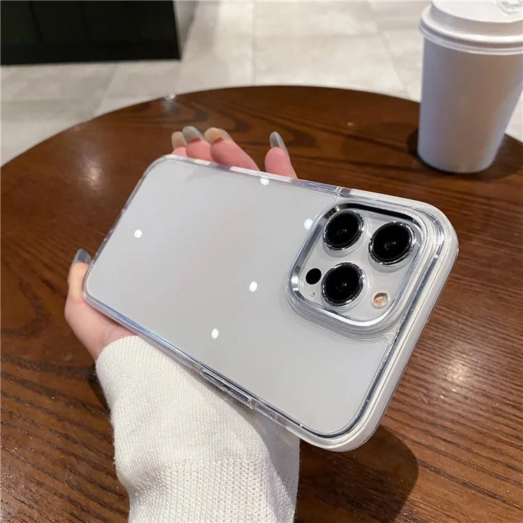 For iPhone 13 Pro Case Metal Camera Frame PC+TPU Clear Phone Cover