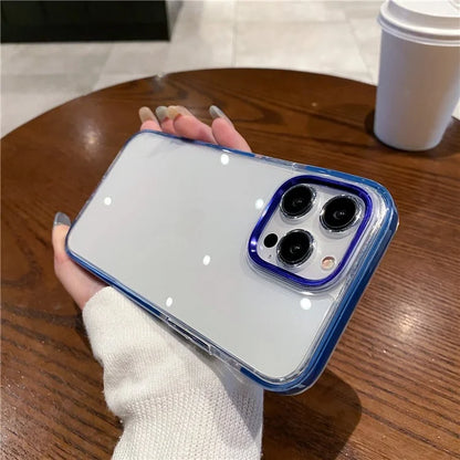 For iPhone 13 Pro Case Metal Camera Frame PC+TPU Clear Phone Cover