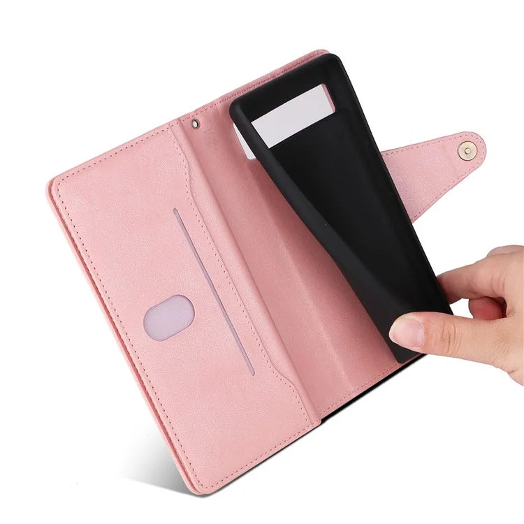 For Google Pixel 7a Case Multiple Card Slots PU Leather Phone Cover with Rivet Decor