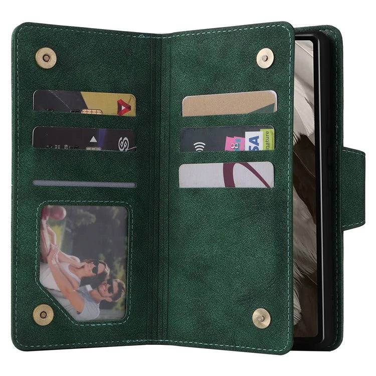 For Google Pixel 7a Case Multiple Card Slots PU Leather Phone Cover with Rivet Decor