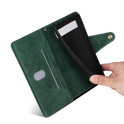 For Google Pixel 7a Case Multiple Card Slots PU Leather Phone Cover with Rivet Decor