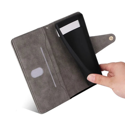 For Google Pixel 7a Case Multiple Card Slots PU Leather Phone Cover with Rivet Decor