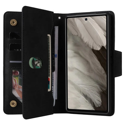 For Google Pixel 7a Case Multiple Card Slots PU Leather Phone Cover with Rivet Decor