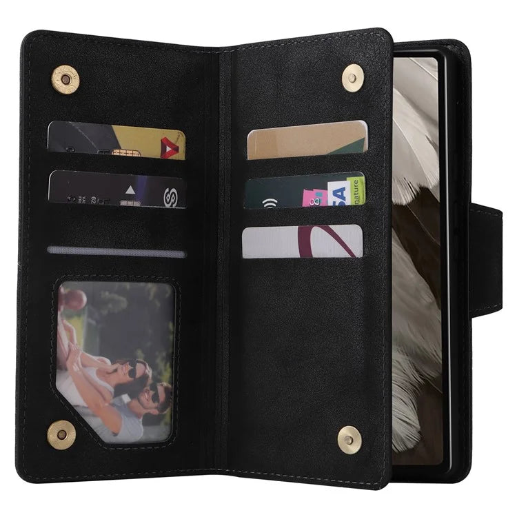 For Google Pixel 7a Case Multiple Card Slots PU Leather Phone Cover with Rivet Decor
