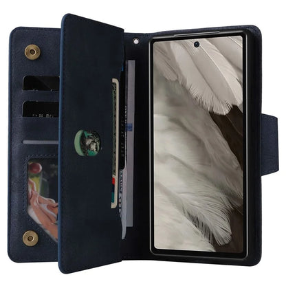 For Google Pixel 7a Case Multiple Card Slots PU Leather Phone Cover with Rivet Decor