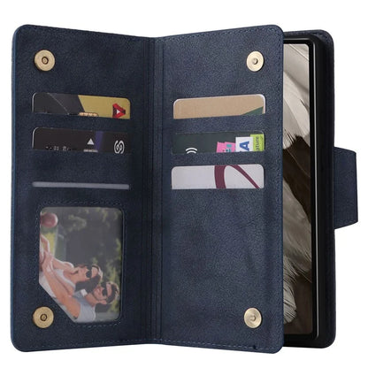 For Google Pixel 7a Case Multiple Card Slots PU Leather Phone Cover with Rivet Decor