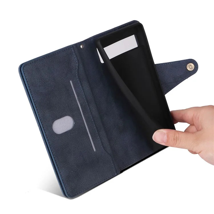 For Google Pixel 7a Case Multiple Card Slots PU Leather Phone Cover with Rivet Decor