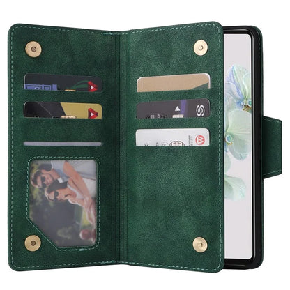 For Google Pixel 7 5G Case Multiple Card Slots Rivet Decor Leather Stand Phone Cover