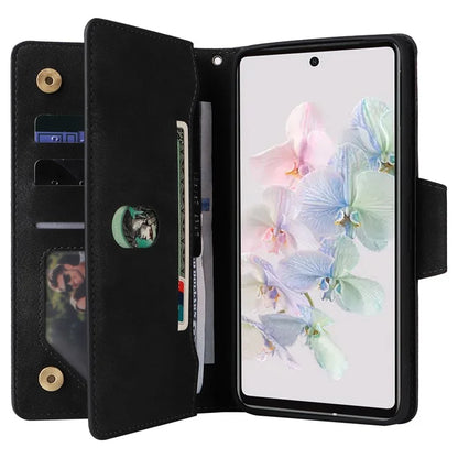 For Google Pixel 7 5G Case Multiple Card Slots Rivet Decor Leather Stand Phone Cover