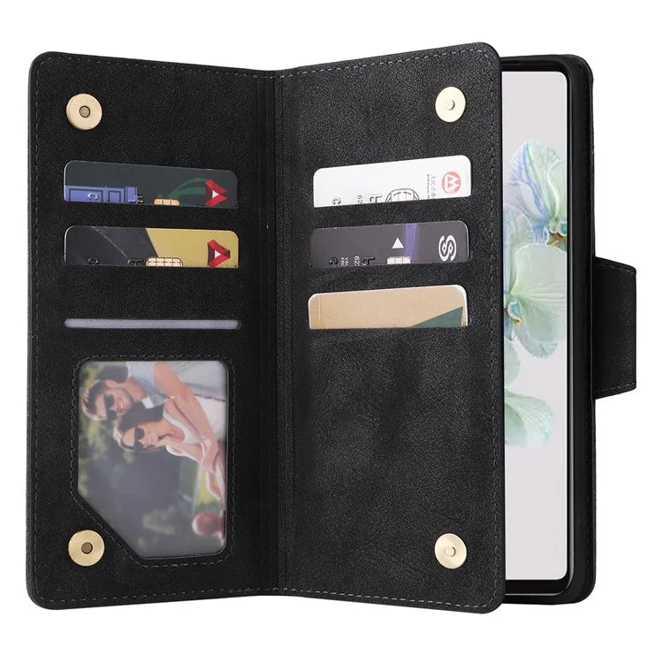 For Google Pixel 7 5G Case Multiple Card Slots Rivet Decor Leather Stand Phone Cover