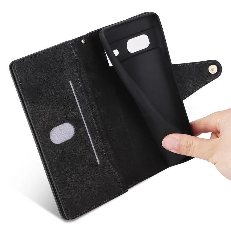 For Google Pixel 7 5G Case Multiple Card Slots Rivet Decor Leather Stand Phone Cover