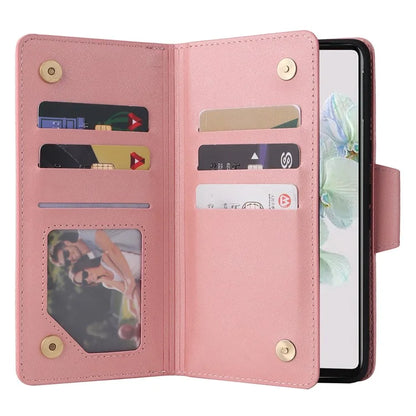 For Google Pixel 7 5G Case Multiple Card Slots Rivet Decor Leather Stand Phone Cover