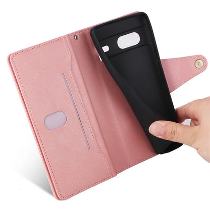 For Google Pixel 7 5G Case Multiple Card Slots Rivet Decor Leather Stand Phone Cover