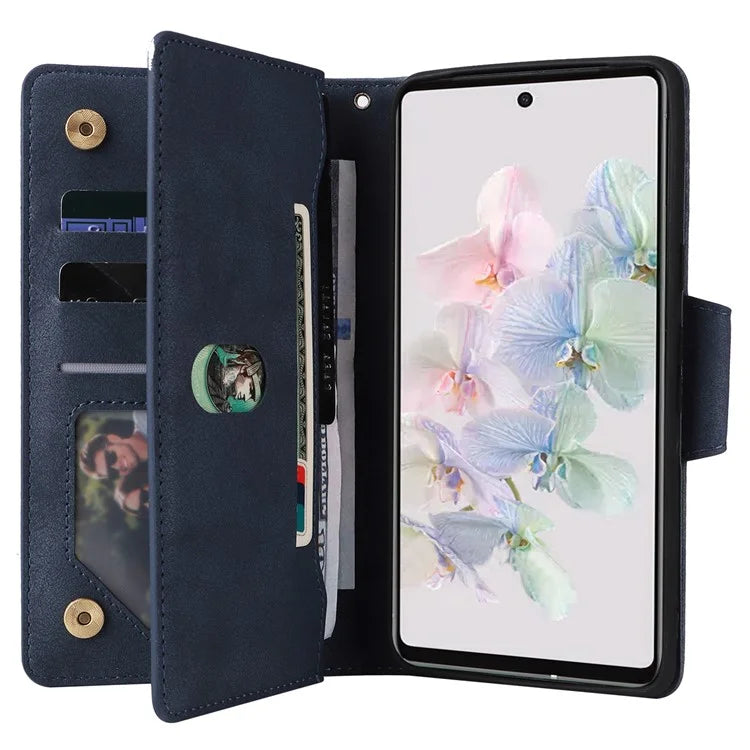 For Google Pixel 7 5G Case Multiple Card Slots Rivet Decor Leather Stand Phone Cover