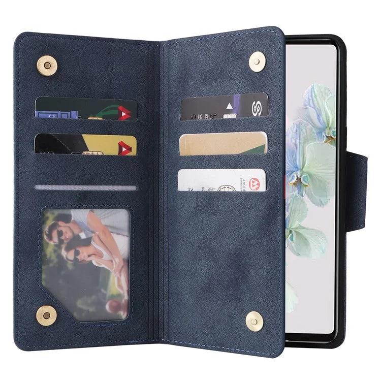 For Google Pixel 7 5G Case Multiple Card Slots Rivet Decor Leather Stand Phone Cover