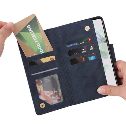 For Google Pixel 7 5G Case Multiple Card Slots Rivet Decor Leather Stand Phone Cover