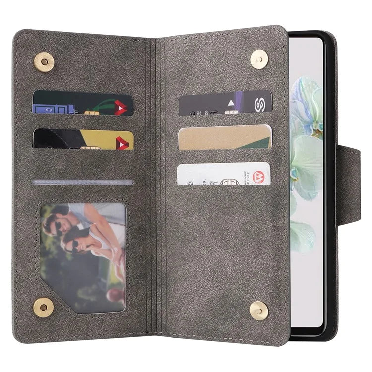 For Google Pixel 7 5G Case Multiple Card Slots Rivet Decor Leather Stand Phone Cover