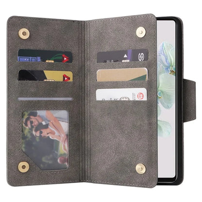 For Google Pixel 7 5G Case Multiple Card Slots Rivet Decor Leather Stand Phone Cover