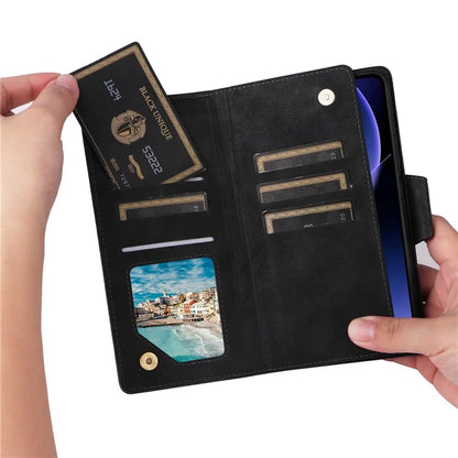 For Xiaomi Redmi K60 Ultra / 13T / 13T Pro Magnetic Case Rivet Decor PU Leather Zipper Wallet Cover