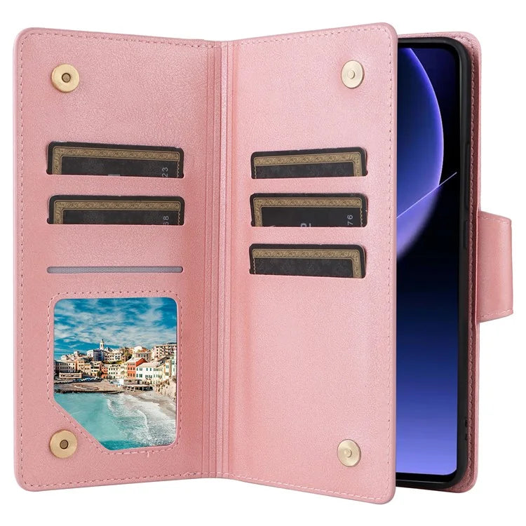 For Xiaomi Redmi K60 Ultra / 13T / 13T Pro Magnetic Case Rivet Decor PU Leather Zipper Wallet Cover
