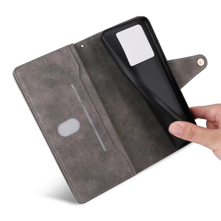 For Xiaomi Redmi K60 Ultra / 13T / 13T Pro Magnetic Case Rivet Decor PU Leather Zipper Wallet Cover
