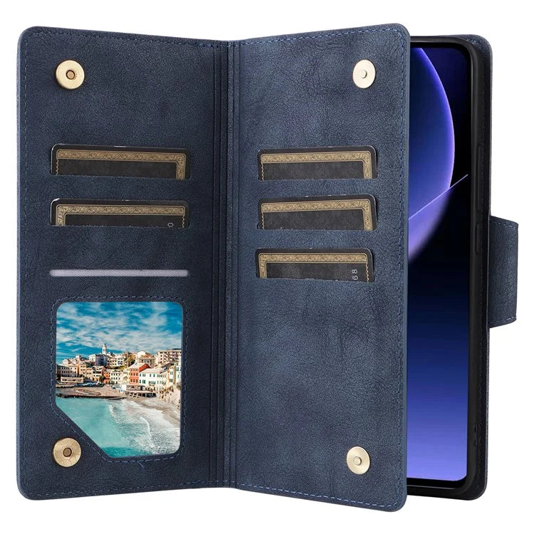For Xiaomi Redmi K60 Ultra / 13T / 13T Pro Magnetic Case Rivet Decor PU Leather Zipper Wallet Cover