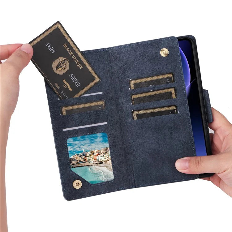 For Xiaomi Redmi K60 Ultra / 13T / 13T Pro Magnetic Case Rivet Decor PU Leather Zipper Wallet Cover