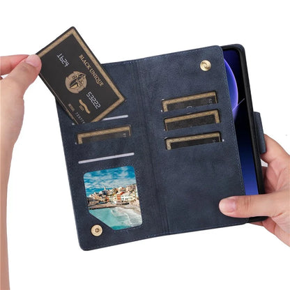 For Xiaomi Redmi K60 Ultra / 13T / 13T Pro Magnetic Case Rivet Decor PU Leather Zipper Wallet Cover