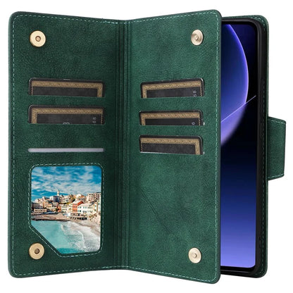 For Xiaomi Redmi K60 Ultra / 13T / 13T Pro Magnetic Case Rivet Decor PU Leather Zipper Wallet Cover