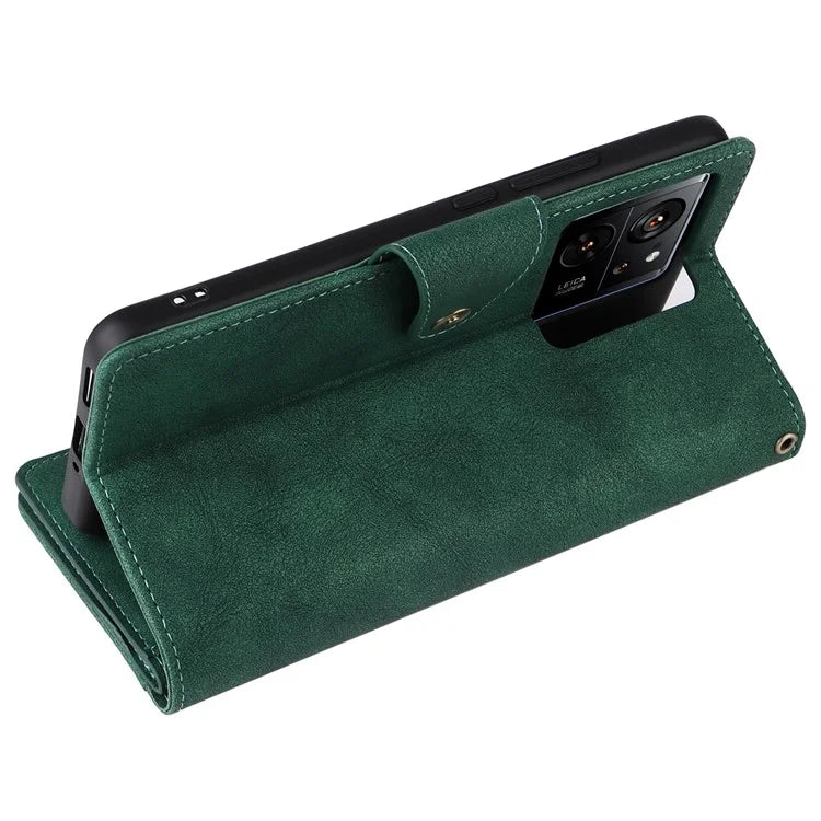 For Xiaomi Redmi K60 Ultra / 13T / 13T Pro Magnetic Case Rivet Decor PU Leather Zipper Wallet Cover