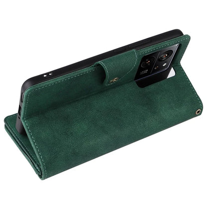For Xiaomi Redmi K60 Ultra / 13T / 13T Pro Magnetic Case Rivet Decor PU Leather Zipper Wallet Cover