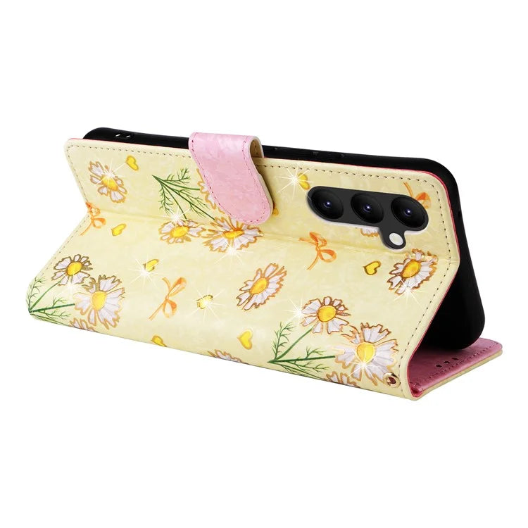 For Samsung Galaxy A34 5G Phone Case RFID Blocking Lacquered Design Flip Stand Cover