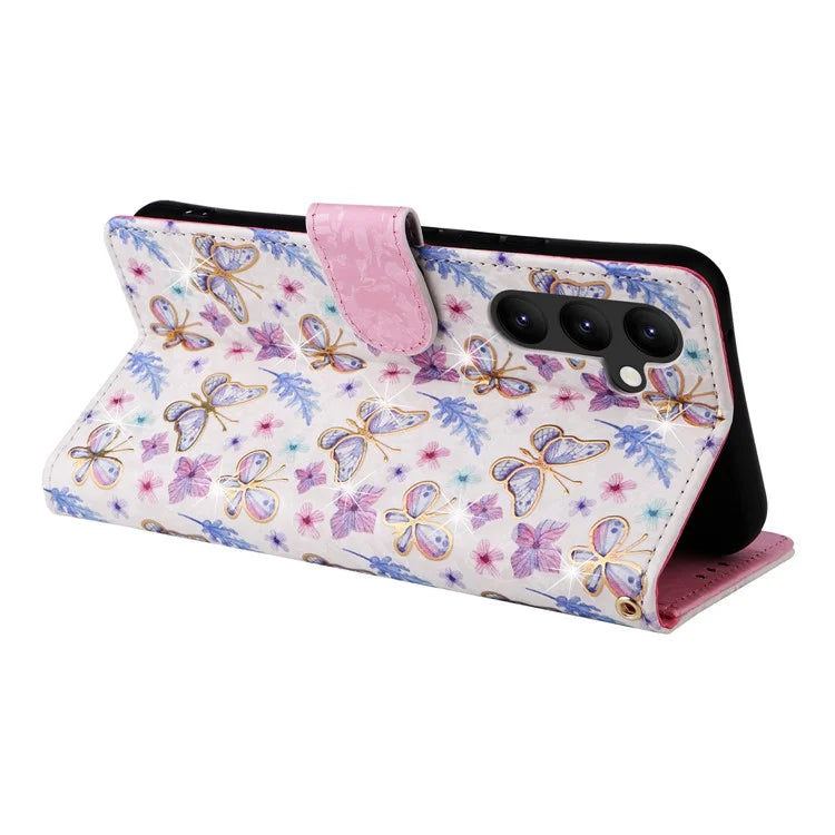 For Samsung Galaxy A34 5G Phone Case RFID Blocking Lacquered Design Flip Stand Cover