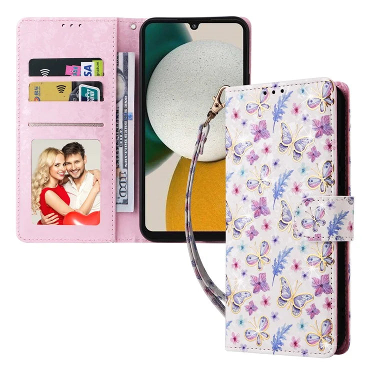 For Samsung Galaxy A34 5G Phone Case RFID Blocking Lacquered Design Flip Stand Cover