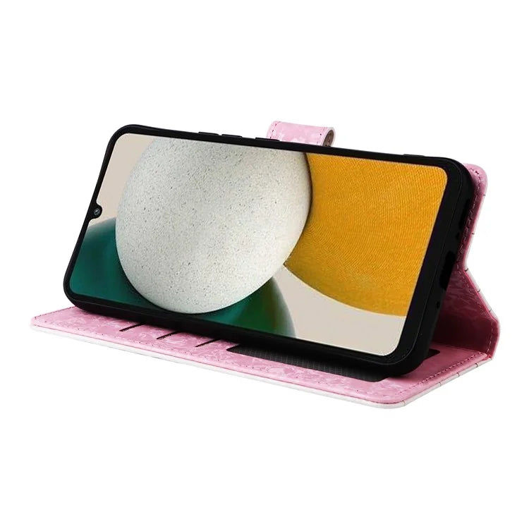 For Samsung Galaxy A34 5G Phone Case RFID Blocking Lacquered Design Flip Stand Cover