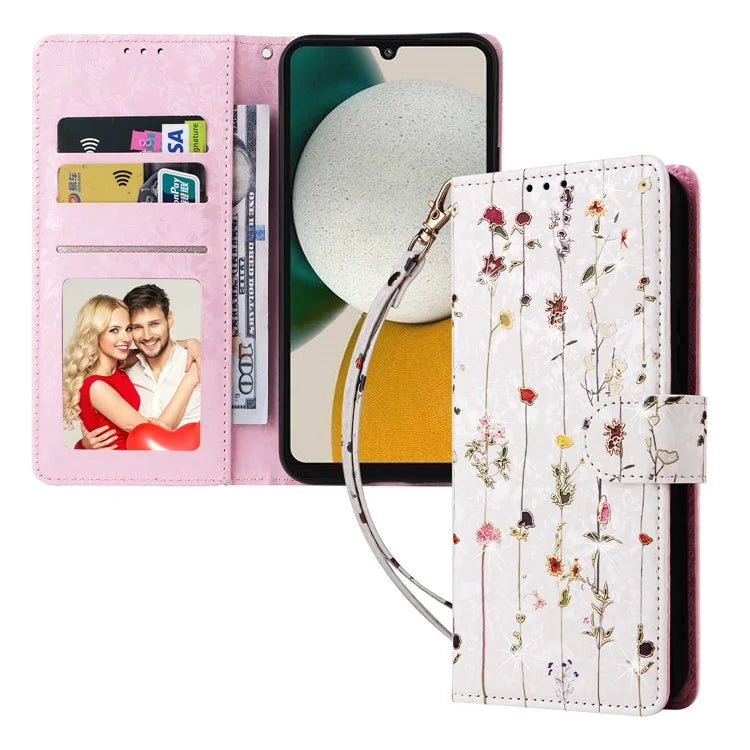 For Samsung Galaxy A34 5G Phone Case RFID Blocking Lacquered Design Flip Stand Cover