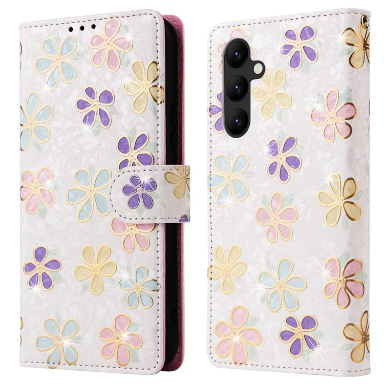 For Samsung Galaxy A34 5G Phone Case RFID Blocking Lacquered Design Flip Stand Cover