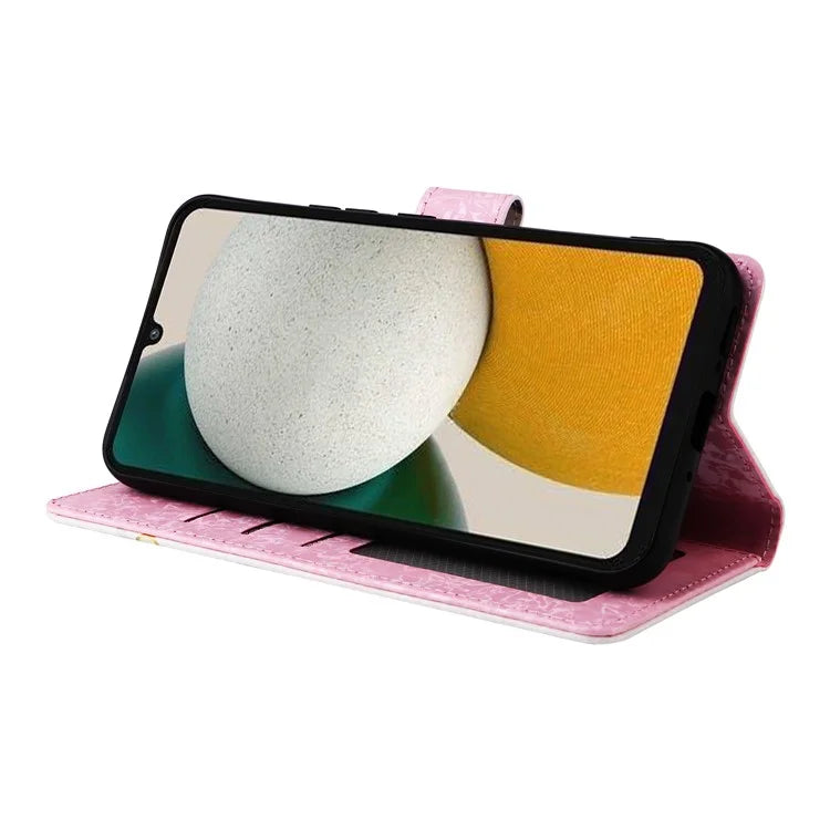 For Samsung Galaxy A34 5G Phone Case RFID Blocking Lacquered Design Flip Stand Cover