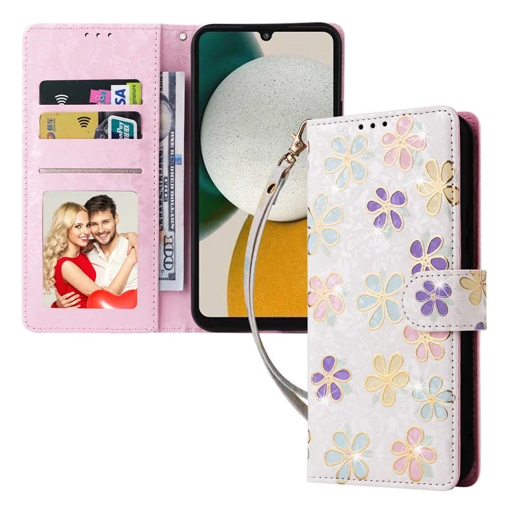 For Samsung Galaxy A34 5G Phone Case RFID Blocking Lacquered Design Flip Stand Cover