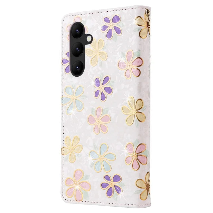 For Samsung Galaxy A34 5G Phone Case RFID Blocking Lacquered Design Flip Stand Cover